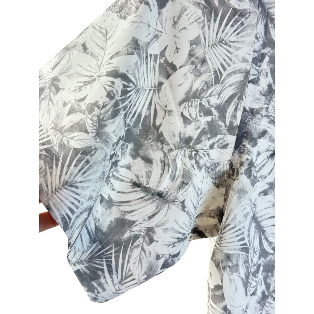 Havana Jim Mens Grey White Tropical Palm Leaf Print Button Front Shirt sz Medium - Picture 6 of 11
